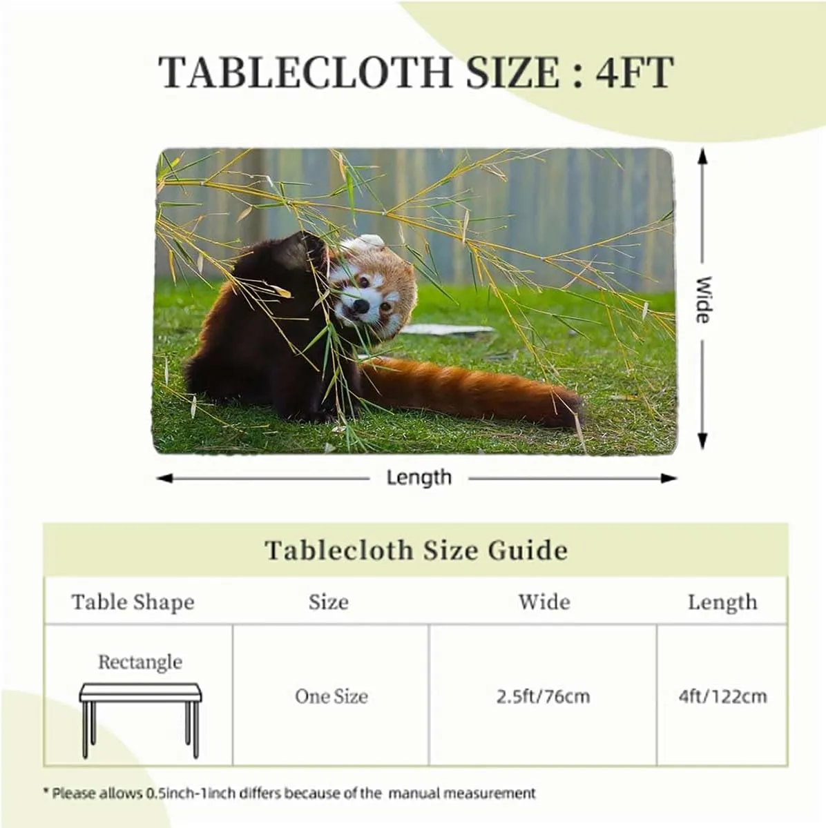 OOzie Brown Green Fitted Tablecloth for Rectangle Table Africa Panda Activity Eco Photo Elastic Edged Picnic Table Covers ​for Camping, Dining, Outdoor, Park, Patio,for 4 Foot Tables Jungle Animals
