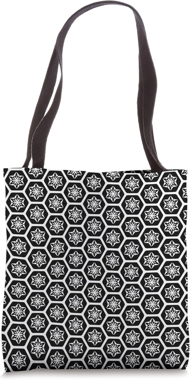 Optical Illusion #2 Cool Monotone B&W Repeat Pattern Design Tote Bag
