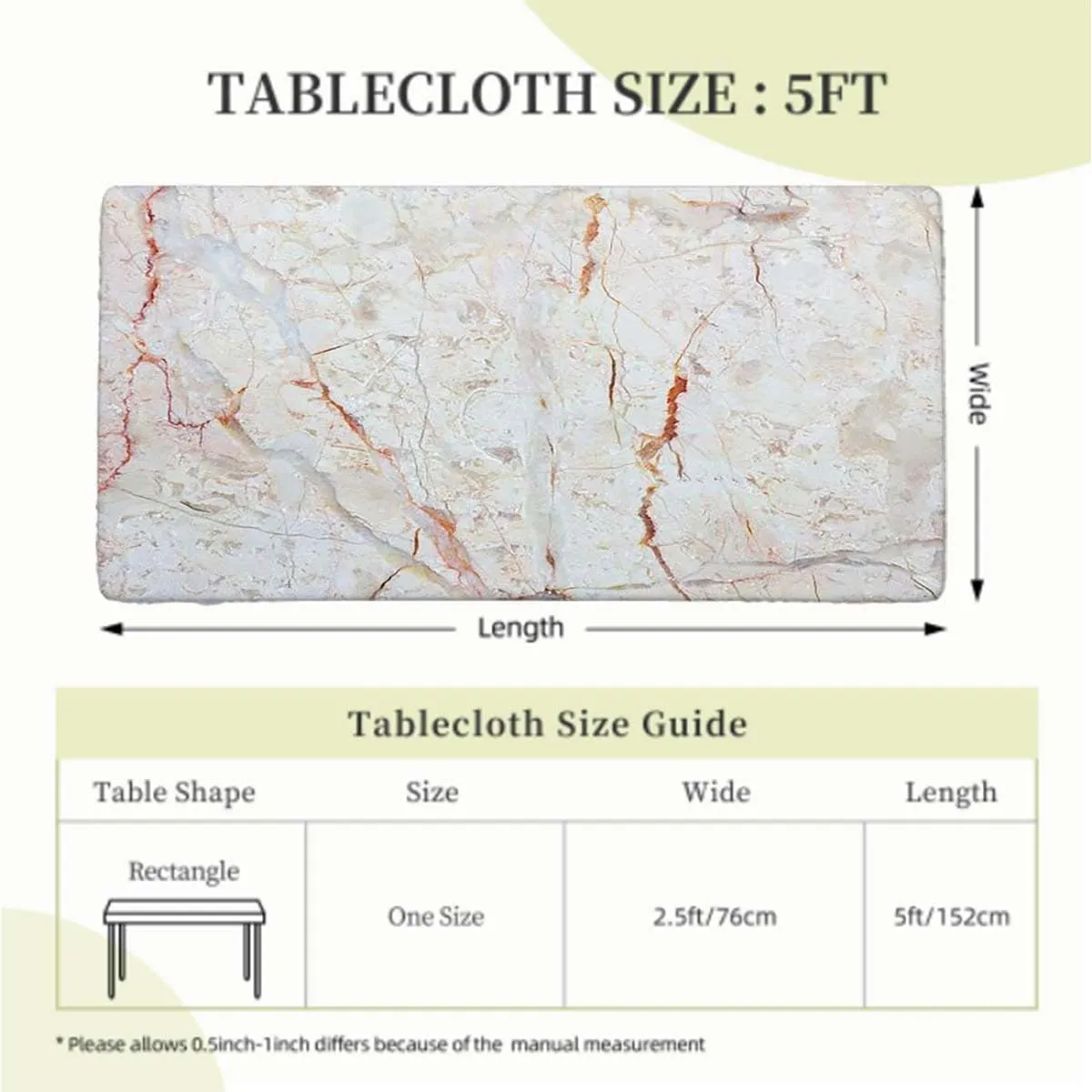 Orange Brown Rectangle Tablecloth, Marble Mine Pattern Design Waterproof Elastic Fitted Table Covers,Camping, Indoor, Outdoor Abstract Fits up 5 Foot Tables