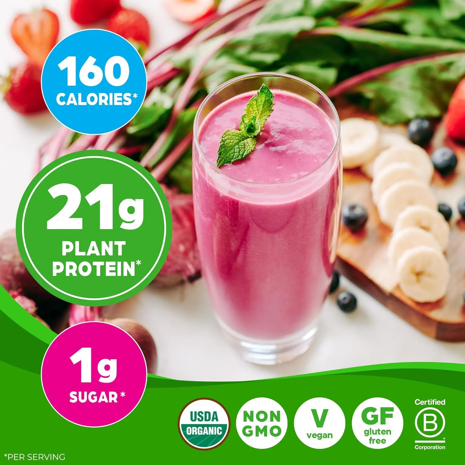 Orgain Organic Vegan Protein   50 Superfoods Powder, Vanilla Bean - 21g Plant Based Protein, 8g Prebiotic Fiber, No Lactose Ingredients, Gluten Free, No Added Sugar, 1.12 lb (Packaging May Vary)