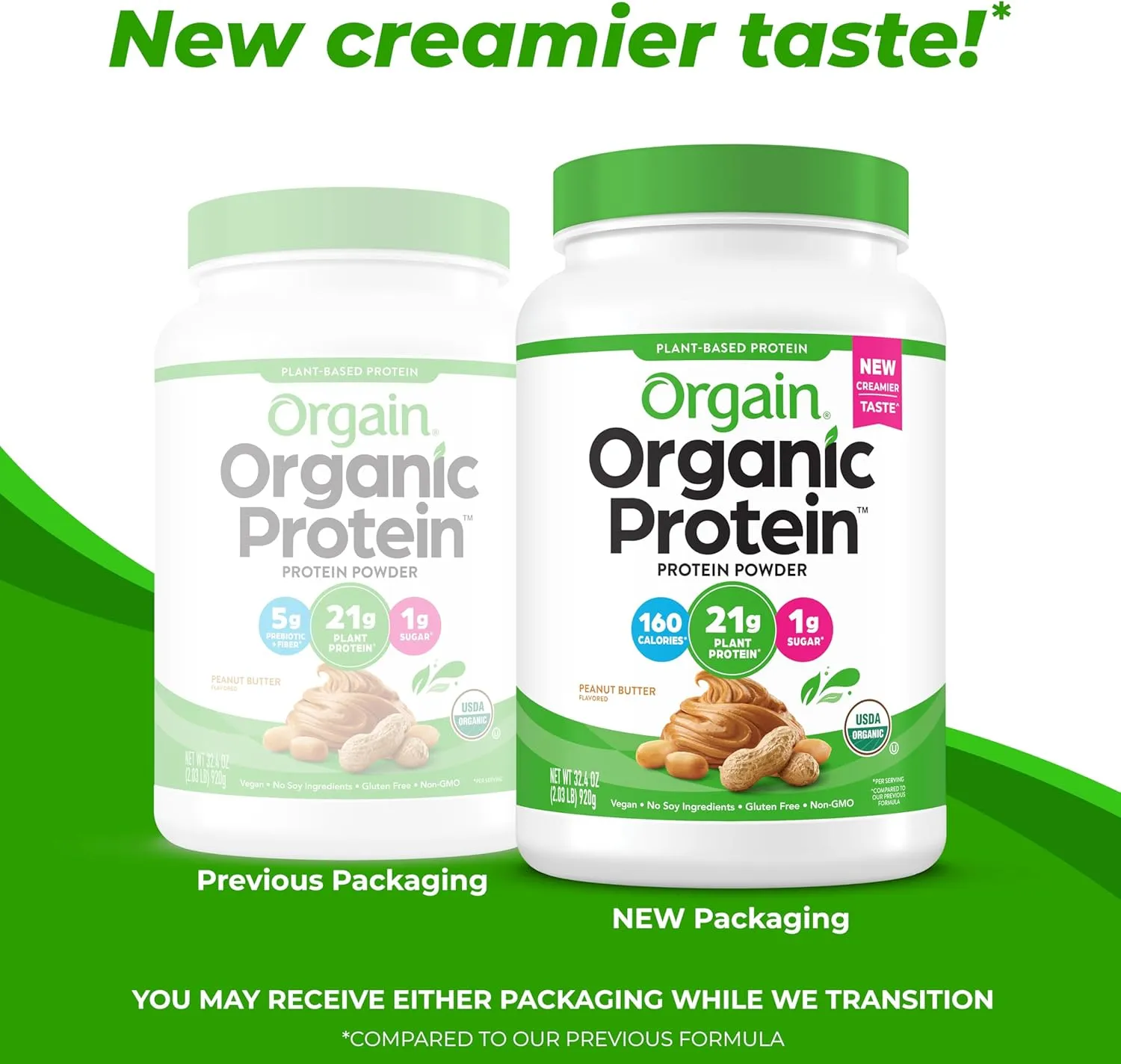 Orgain Organic Vegan Protein Powder, Chocolate Peanut Butter - 21g Plant Protein, 6g Prebiotic Fiber, Low Net Carb, No Lactose Ingredients, No Added Sugar, Non-GMO, For Shakes & Smoothies, 2.03 lb