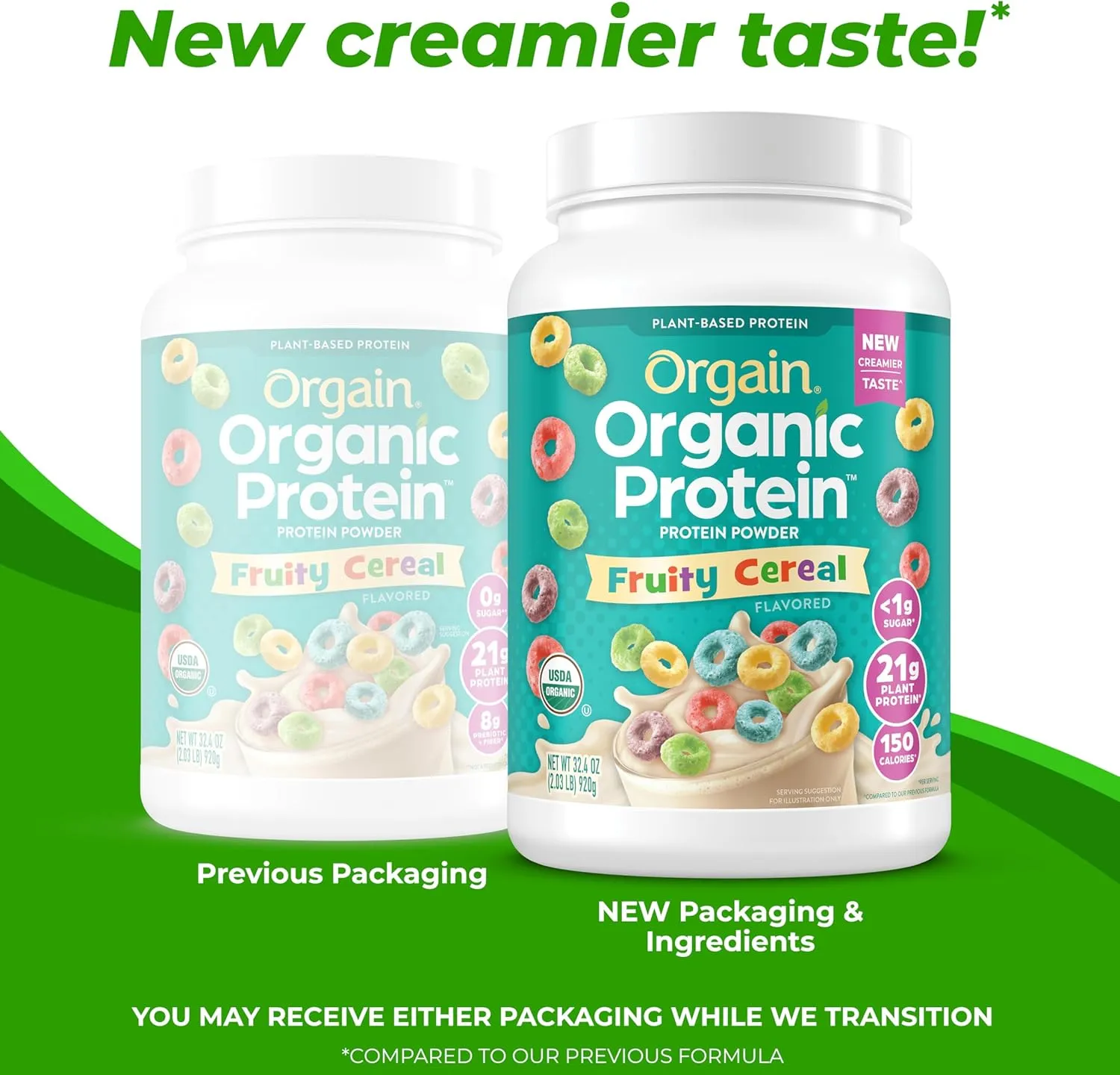 Orgain Organic Vegan Protein Powder, Fruity Cereal - 21g Plant Based Protein, Gluten Free, Dairy Free, Lactose Free, Soy Free, No Sugar Added, Kosher, For Smoothies & Shakes - 2.03 lb