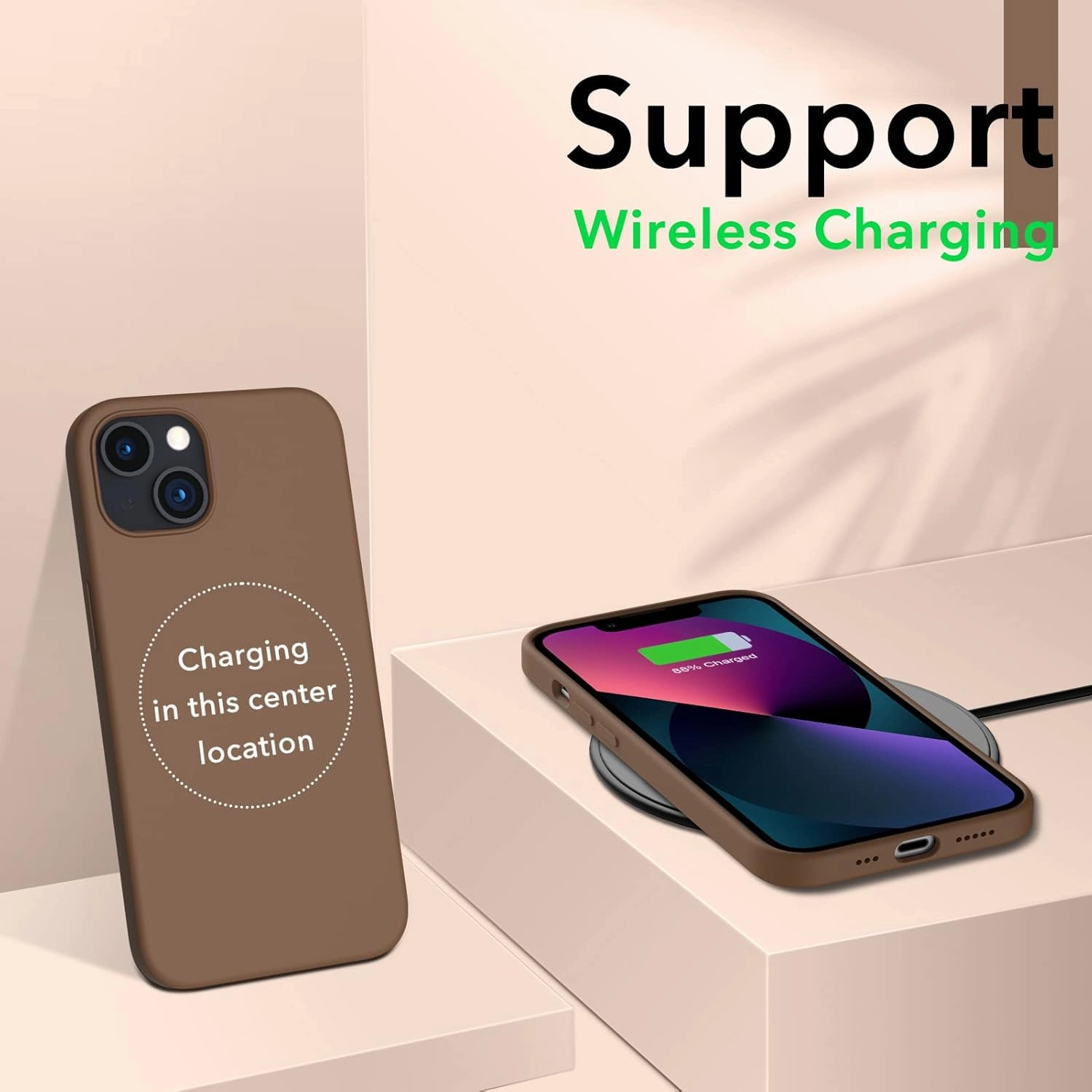 ORNARTO Compatible with iPhone 13 Case 6.1, Slim Liquid Silicone 3 Layers Full Covered Soft Gel Rubber Case Cover 6.1 inch-Brown
