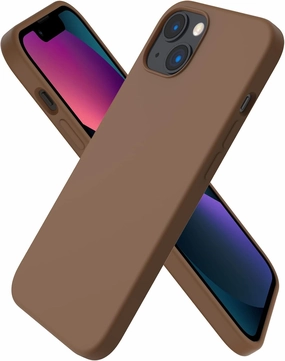ORNARTO Compatible with iPhone 13 Case 6.1, Slim Liquid Silicone 3 Layers Full Covered Soft Gel Rubber Case Cover 6.1 inch-Brown
