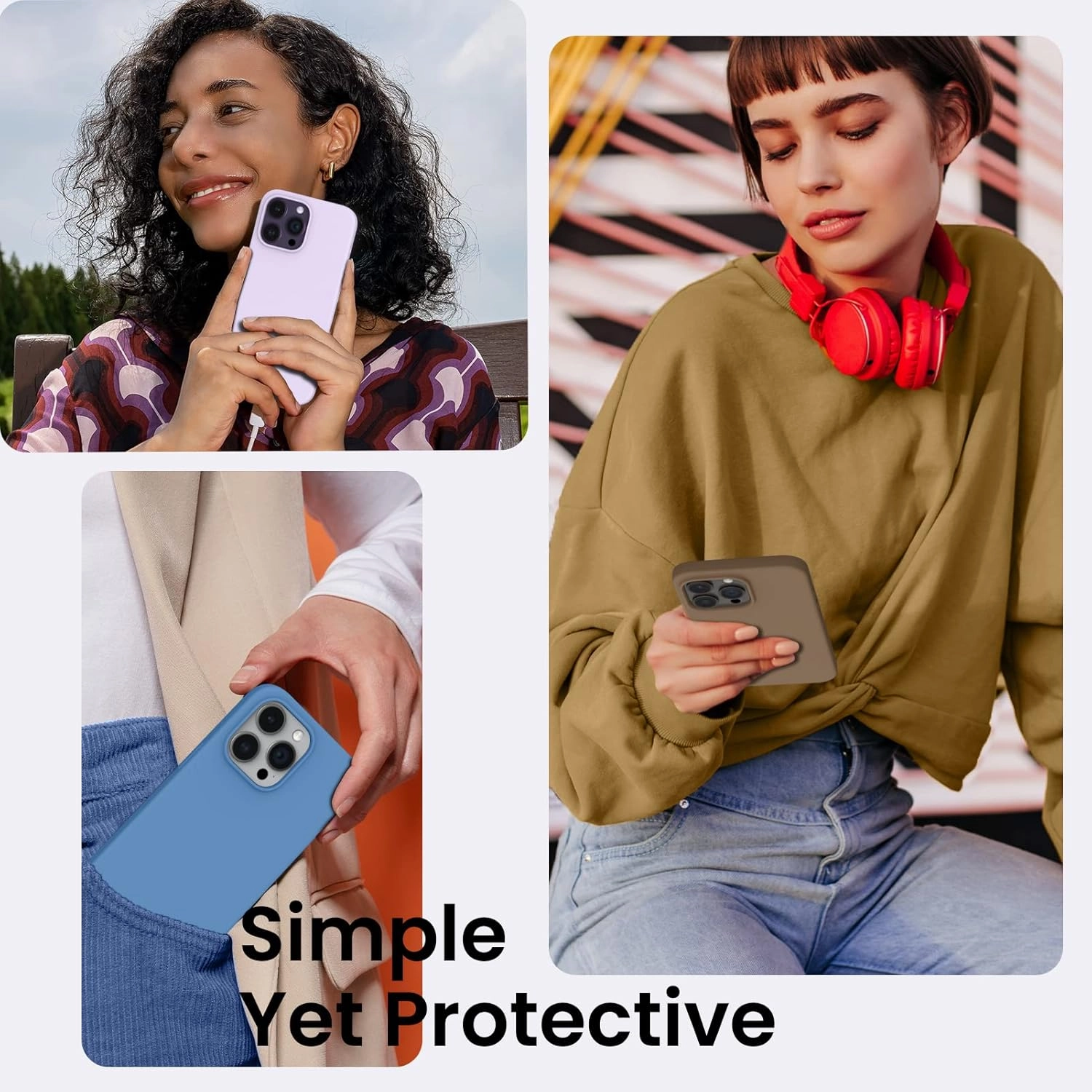 ORNARTO Compatible with iPhone 14 Pro Max Case 6.7, Slim Liquid Silicone 3 Layers Full Covered Soft Gel Rubber Phone Case Protective Cover with Microfiber Lining 6.7 inch-Brown