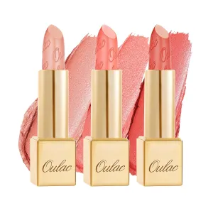 Oulac Metallic Coral Lipstick Set 3PCS High Impact Lipcolor with Moisturizing Formula, Vegan Beauty, Full-Coverage Lip Color, Gift Lipstick for Women, 4.3g X 3PCS, GM09 GM11 GM12