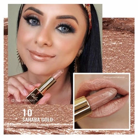 Oulac Nude Metallic Lipstick, Brown Glitter Lipstick & Brown Lip Liner Set – Smooth Creamy Texture, Long-Lasting, Waterproof, Vegan, High Pigmentation