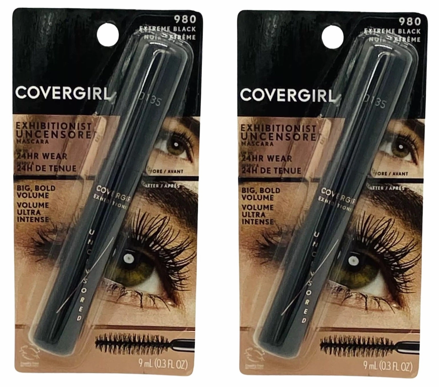 Pack of 2 CoverGirl Exhibitionist Uncensored Mascara, Extreme Black 980