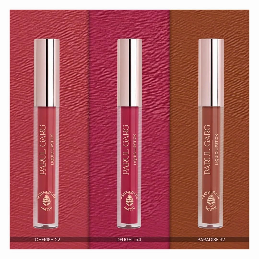 Paparul Garg Beauty Bold Matte Liquid Lipstick Trio – Paradise (Brown), Cherish (Rose Pink) & Delight (Berry Pink) | Smudge-Proof, Long-Lasting & Vegan | Medium to Deep Skin Tones