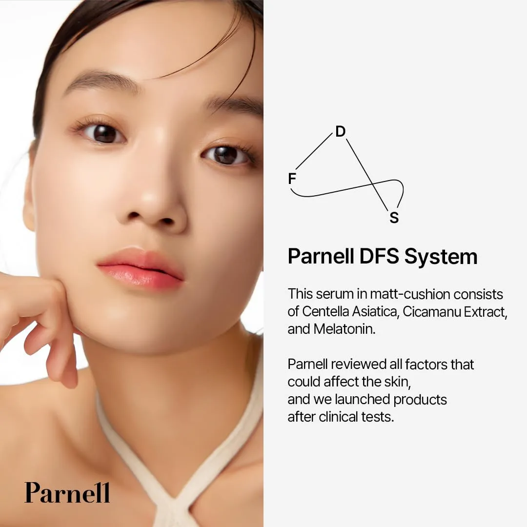 Parnell Cicamanu Serum In Matte Cushion 15g (#23 Natural beige) | Lightweight, Long-Lasting Matte Foundation with Skincare Benefits for Smooth, Flawless Skin | K-Beauty