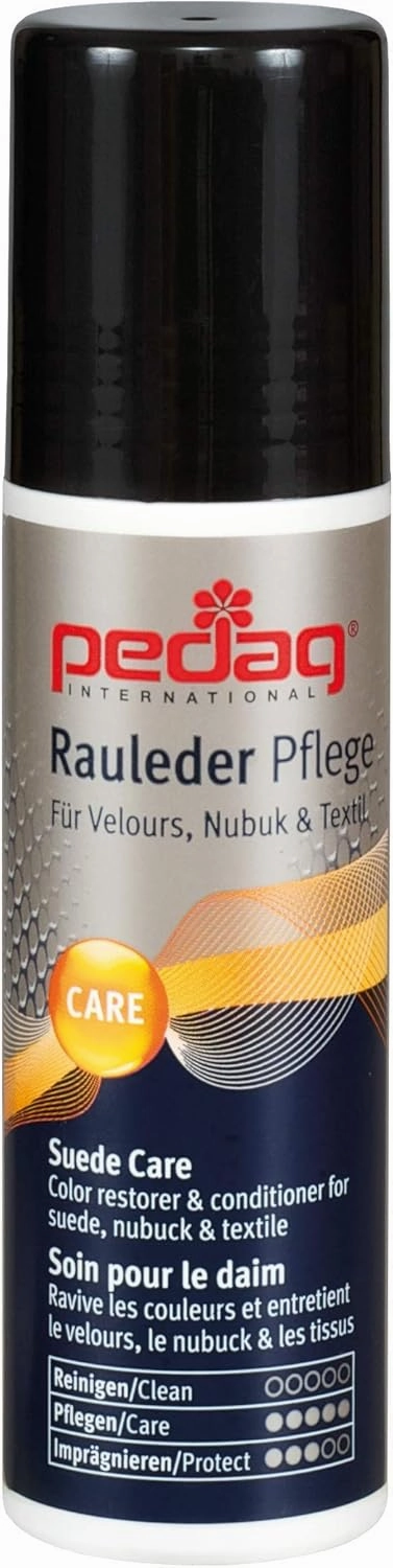 pedag Suede Cleaner and Textile Color Restorer, 3 pc Cleaning and Care Kit for Shoes and Boots, Made in Germany, Medium Brown