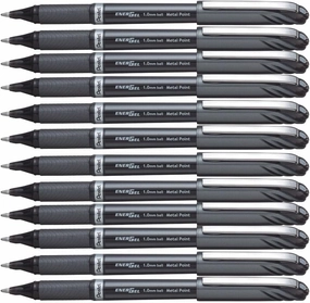 Pentel BL30A EnerGel NV Liquid Gel Pen, 1mm, Black Barrel, Black Ink, Dozen
