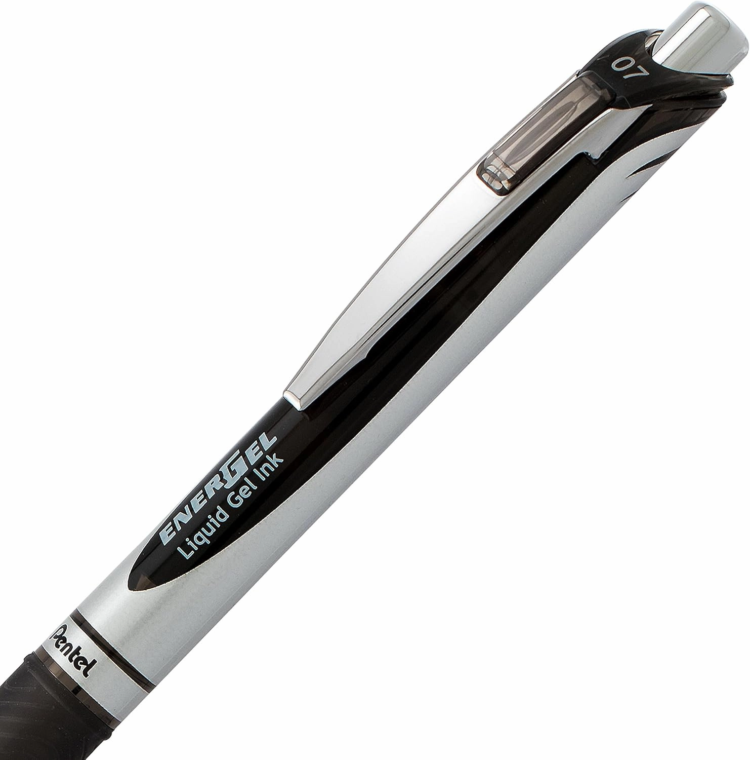 Pentel EnerGel RTX Retractable Liquid Gel Pen, (0.7mm), Medium Line, Metal Tip, Black Ink, Window (BL77PC12A1) (Pack of 1, 12 Count Total)