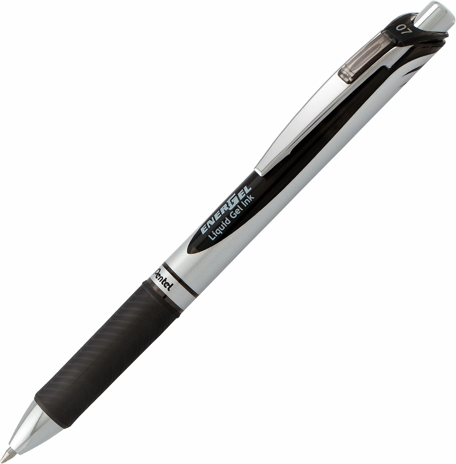 Pentel EnerGel RTX Retractable Liquid Gel Pen, (0.7mm), Medium Line, Metal Tip, Black Ink, Window (BL77PC12A1) (Pack of 1, 12 Count Total)