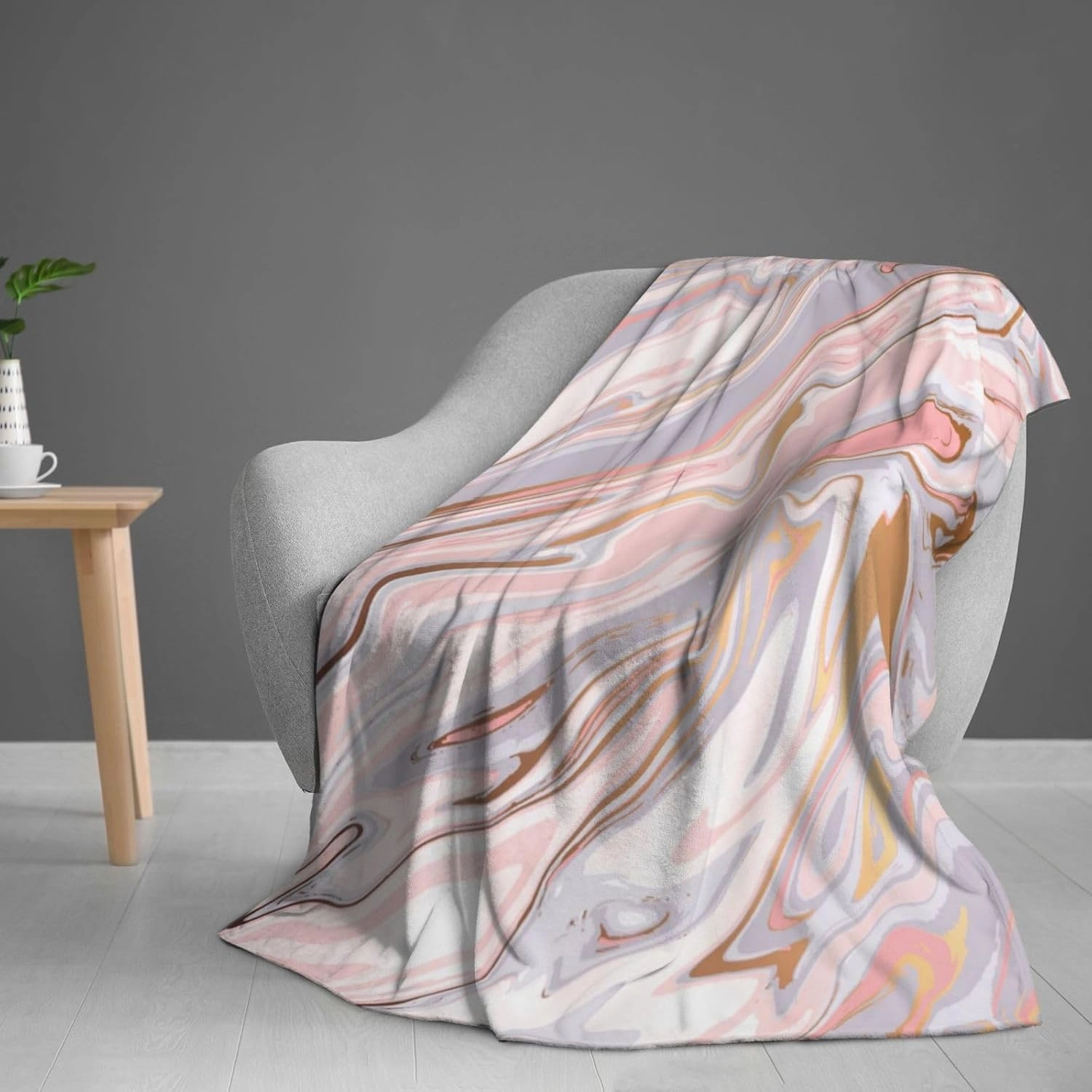 Perinsto Liquid Marble Texture Throw Blanket Ultra Soft Warm All Season Decorative Fleece Blankets for Bed Chair Car Sofa Couch Bedroom 50"X40"