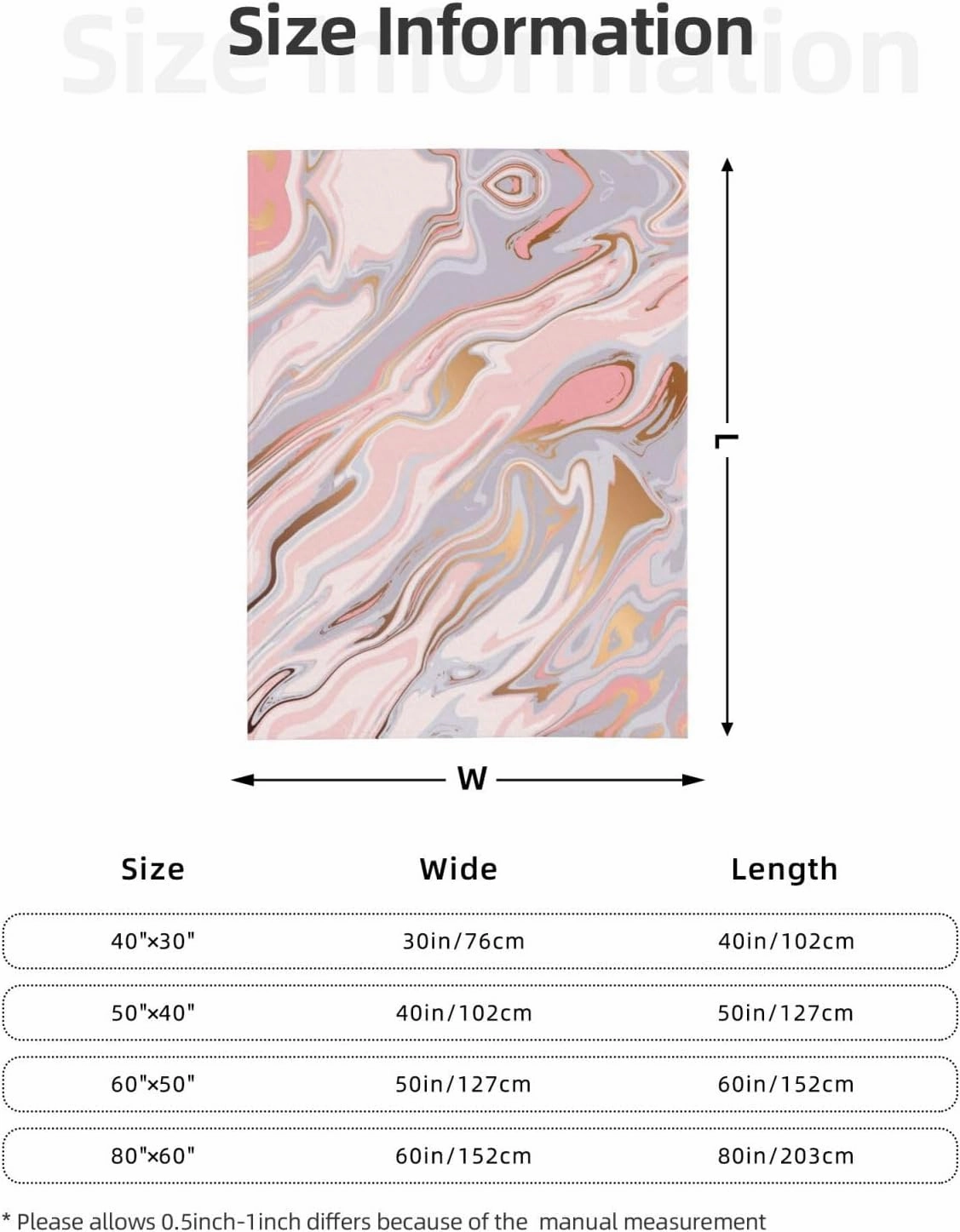 Perinsto Liquid Marble Texture Throw Blanket Ultra Soft Warm All Season Decorative Fleece Blankets for Bed Chair Car Sofa Couch Bedroom 50"X40"