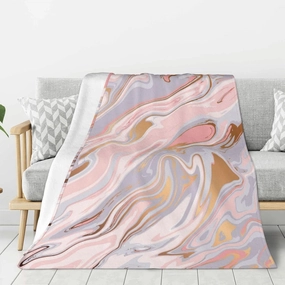 Perinsto Liquid Marble Texture Throw Blanket Ultra Soft Warm All Season Decorative Fleece Blankets for Bed Chair Car Sofa Couch Bedroom 50"X40"