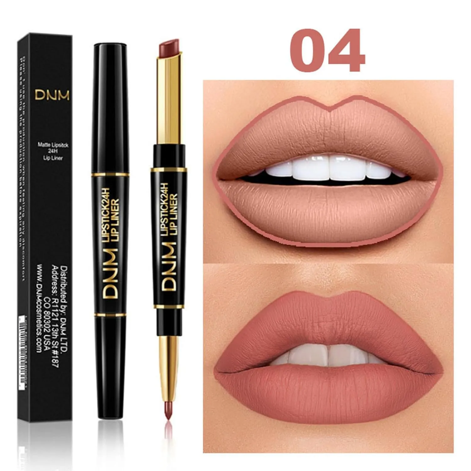 PHOERA Foundation Full Coverage,3Pcs Lip Liner and Lipstick Set Chestnut Nude Brown for Matte Finish, PHOERA Makeup Wrinkles Matte Natural Finish for a Flawless Complexion (102- Nude Lip SetA)