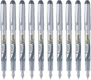 Pilot V Pen (Varsity) Disposable Fountain Pen, Fine Point, Black Ink, Value Set of 10