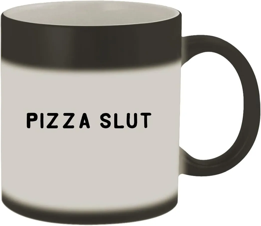 Pizza Slut - 11oz Ceramic Color Changing Mug, Matte Black