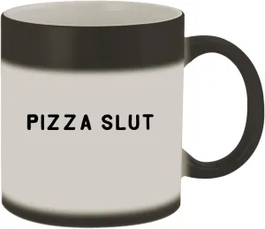 Pizza Slut - 11oz Ceramic Color Changing Mug, Matte Black