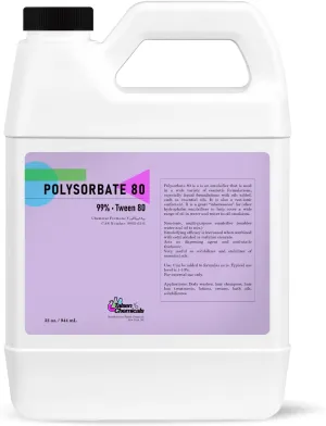 Polysorbate 80 Cosmetic Grade, by Talsen Chemicals (32 Ounce /946 mL) 100% Pure Polysorbate 80 for Bath Bombs Oil Soap Making Supplies Bath Body Tween 80 T-Maz 80