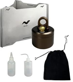 Portable Alcohol Camping Stove Set with Windscreen, Storage Bag, 2 Liquid Bottles,Stable Support Wind-Resistance Camp Stove for Outdoor Camping Hiking Cooking, Brown (Brown-2)