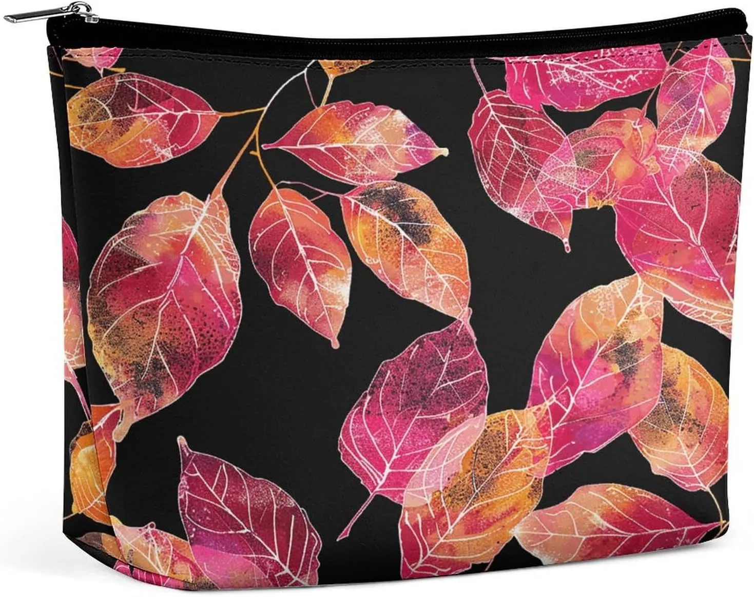Portable Makeup Bag, Travel Cosmetic Bags,Water-resistant Toiletry Bag Bright Red Leaves Makeup Organizer Bag for Women