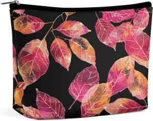 Portable Makeup Bag, Travel Cosmetic Bags,Water-resistant Toiletry Bag Bright Red Leaves Makeup Organizer Bag for Women
