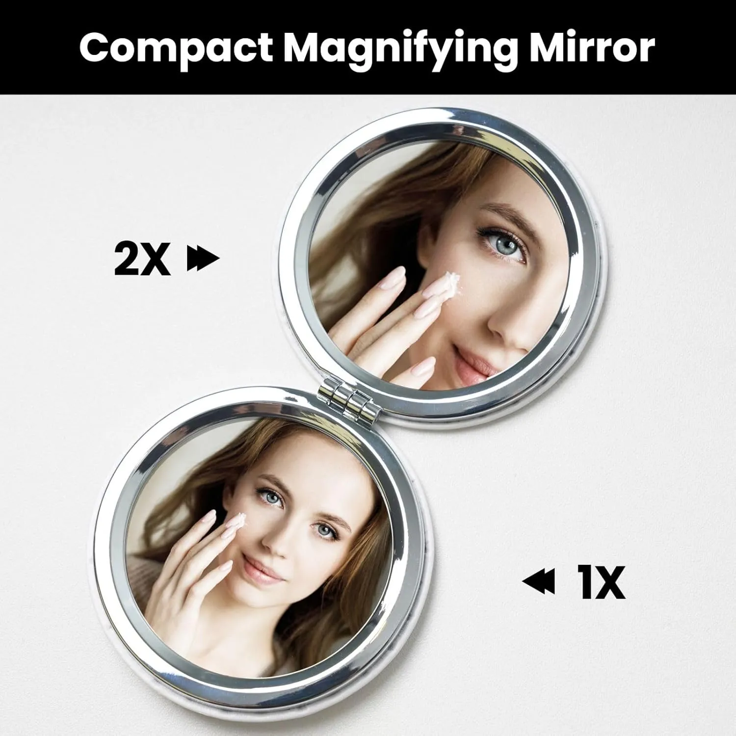 Portable Pocket Makeup Mirror Cowboy Black Hat Western Boots Travel Cosmetic Mirror Round Shape Print Magnifying Compact Mirror for Eyelash