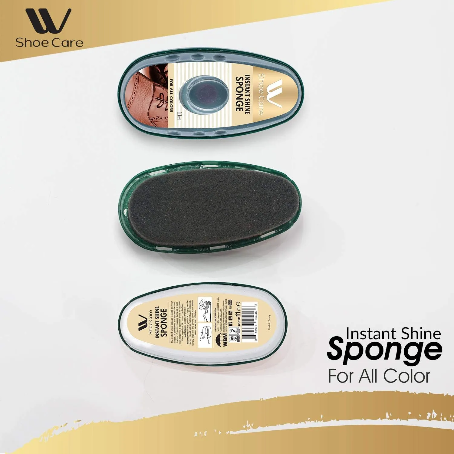 Premium Instant Shoe Shine Sponge (Brown, Neutral) - 11ml Each, Shoe Cleaner for Polishing, Buffing & Restoring Shine, Convenient & Easy to Use