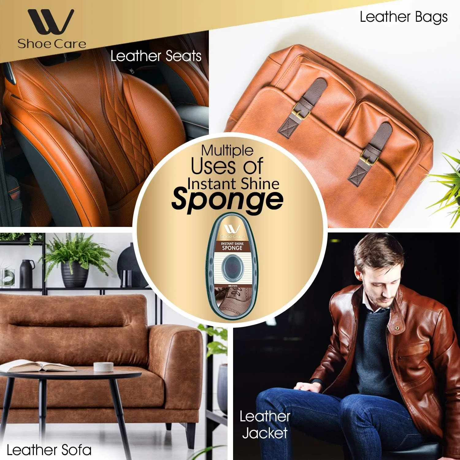 Premium Instant Shoe Shine Sponge (Brown, Neutral) - 11ml Each, Shoe Cleaner for Polishing, Buffing & Restoring Shine, Convenient & Easy to Use