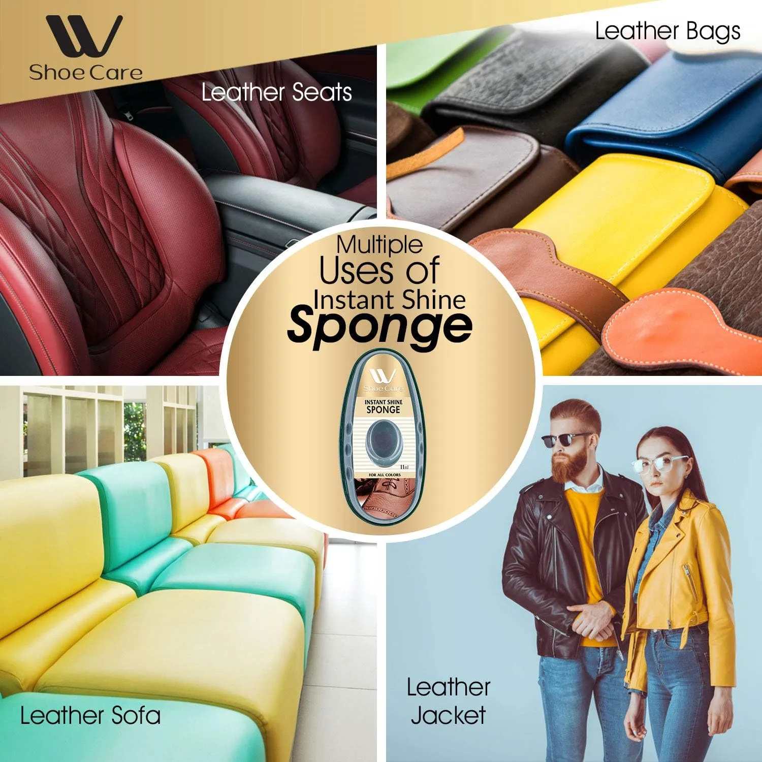 Premium Instant Shoe Shine Sponge (Brown, Neutral) - 11ml Each, Shoe Cleaner for Polishing, Buffing & Restoring Shine, Convenient & Easy to Use