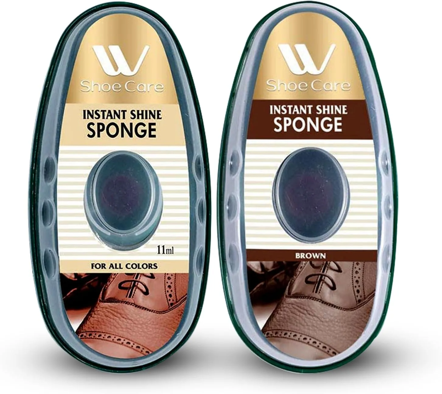 Premium Instant Shoe Shine Sponge (Brown, Neutral) - 11ml Each, Shoe Cleaner for Polishing, Buffing & Restoring Shine, Convenient & Easy to Use