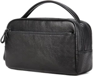 Premium Leather Toiletry Bag For Women And Men, Travel Utility Dopp Kit Wash Bag, Travel Makeup Bag