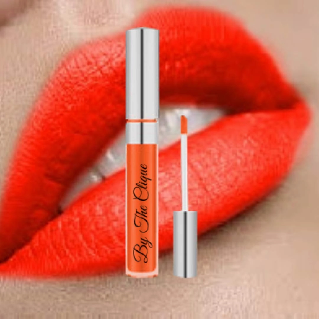 Premium Long Lasting Matte Lip Kit | On Fire | Vibrant Red Orange Color | Perfect Texture | Lipstick and Lip Liner Pencil Set | By The Clique…