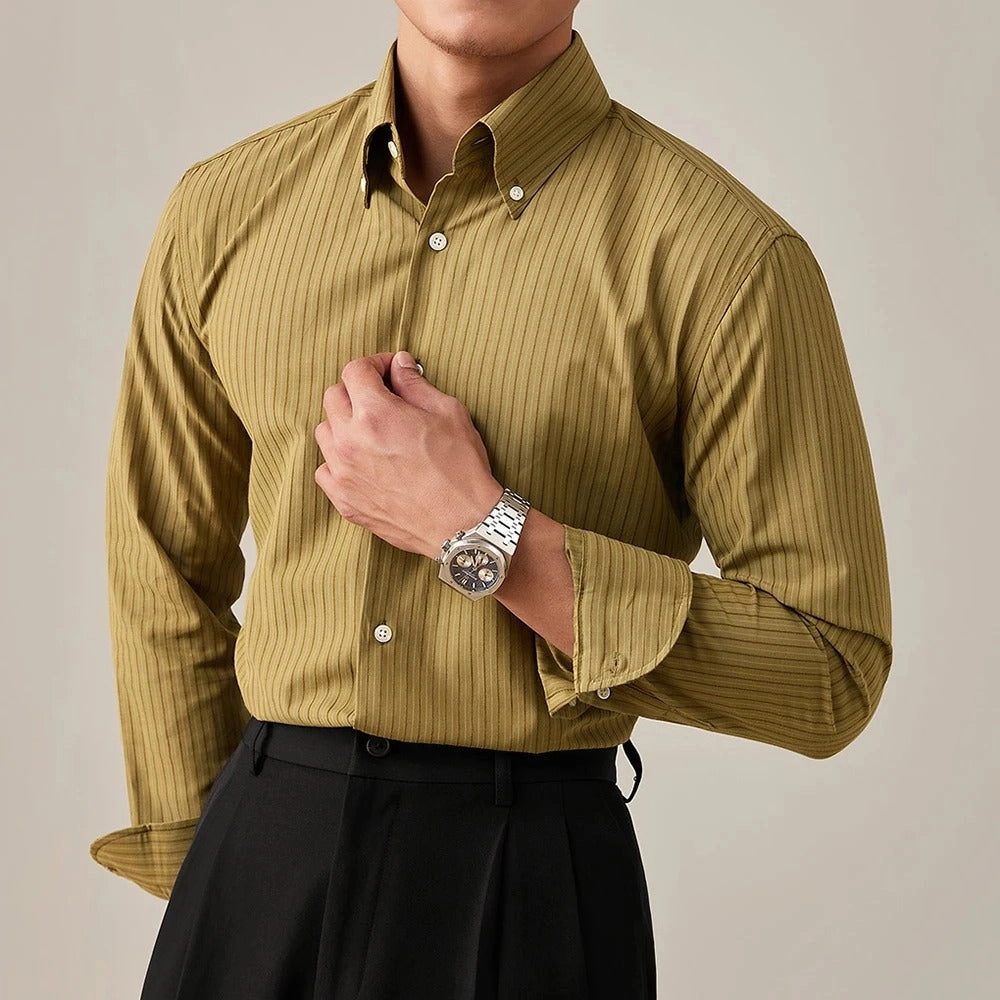 Prestige Olive Pinstripe Shirt