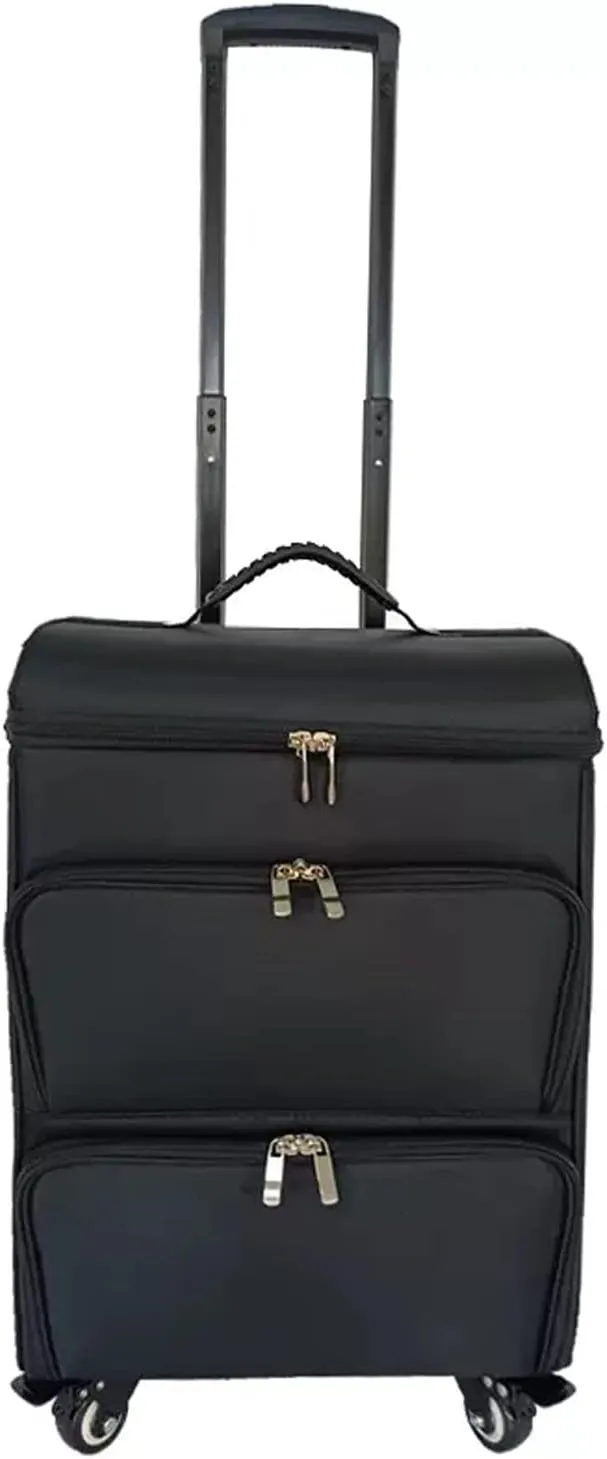 Professional Make Up With Drawers Cosmetic Case Pilot Case Beauty Case Travel Trolley Hairdressing Case Cosmetic Trolley, Cosmetic Case On Castors In Canvas, Black Rolling Makeup Case cosmetic case