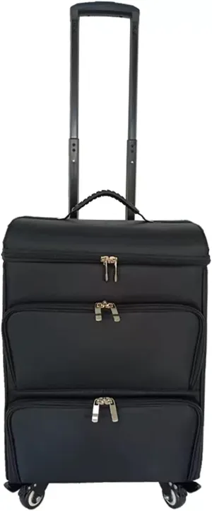 Professional Make Up With Drawers Cosmetic Case Pilot Case Beauty Case Travel Trolley Hairdressing Case Cosmetic Trolley, Cosmetic Case On Castors In Canvas, Black Rolling Makeup Case cosmetic case
