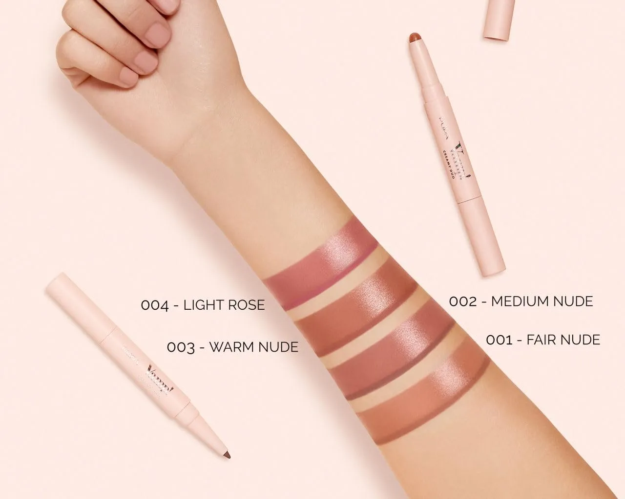 Pupa Milano Vamp! Creamy Duo, 003 Warm Nude, 1 Pc - 2 in 1 Lipstick and Lip Pencil - Long Lasting - Lightweight - No-Transfer - Smooth Texture - Highly Pigmented