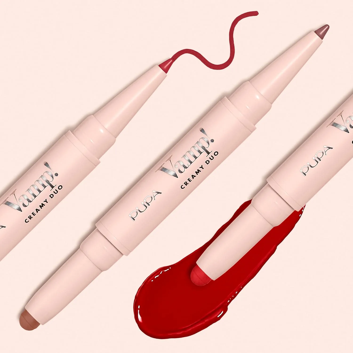 Pupa Milano Vamp! Creamy Duo, 003 Warm Nude, 1 Pc - 2 in 1 Lipstick and Lip Pencil - Long Lasting - Lightweight - No-Transfer - Smooth Texture - Highly Pigmented