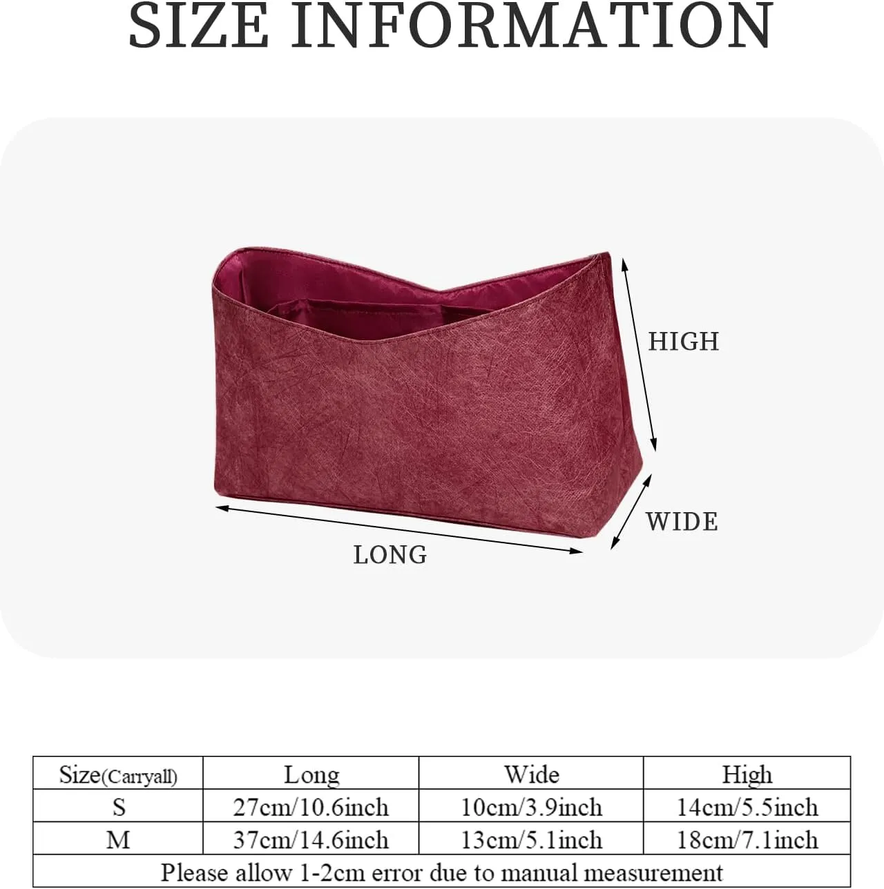 Purse Organizer Insert, Slim Inner Liner Bag In Bag Organizer Insert Fit for LV Carryall Dupont Paper Inside Storage Bag Organizer Insert (Style-02, Small)