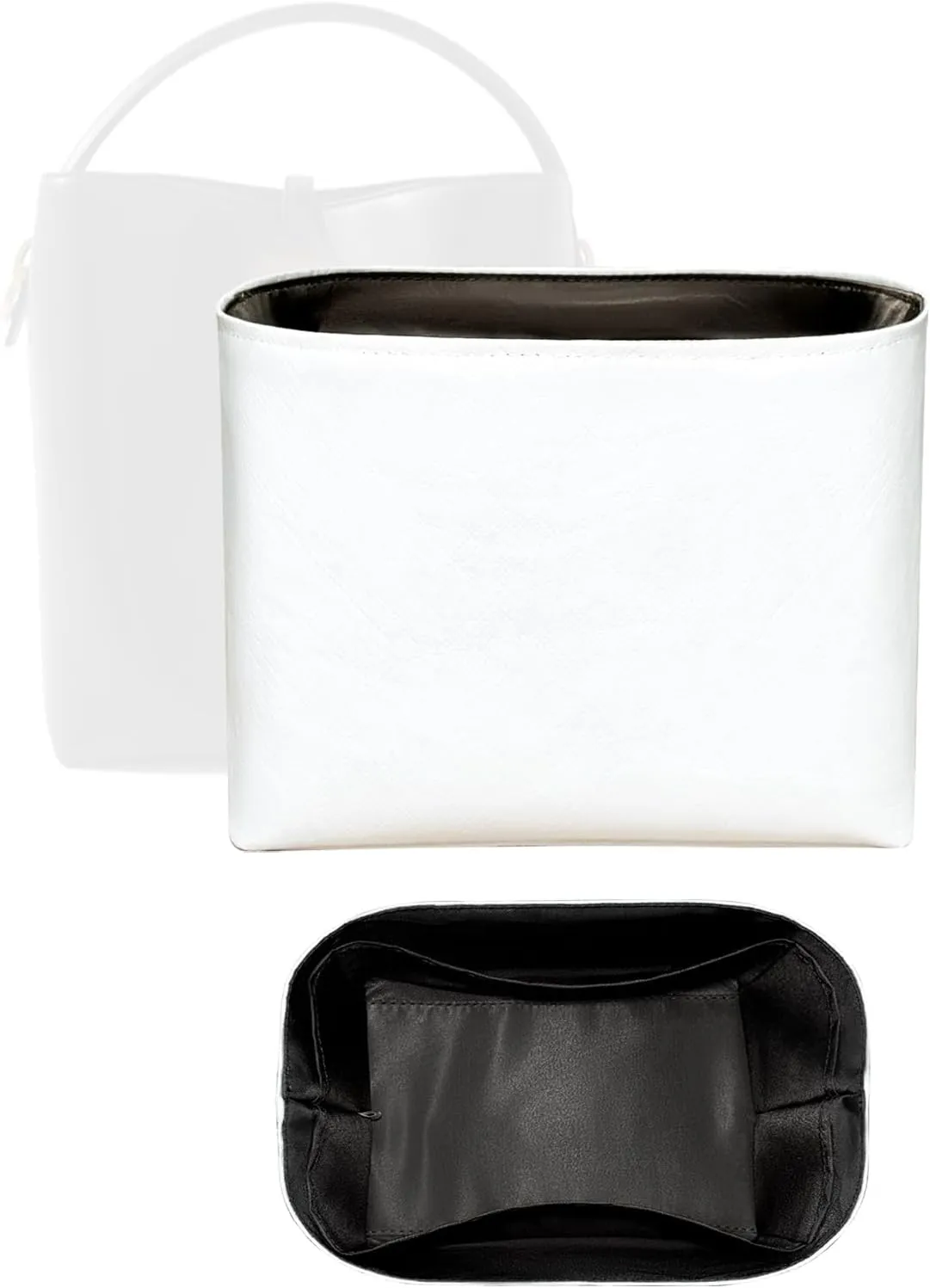 Purse Organizer Insert, Slim Inner Liner Bag Organizer Insert Fit for YSL LE37 Bucket Bag Dupont Paper Inside Zipper Storage Bag In Bag Organizer Insert (Style-01, Mini)