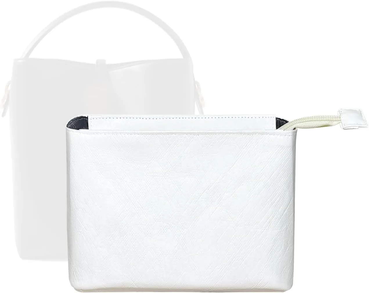 Purse Organizer Insert, Slim Inner Liner Bag Organizer Insert Fit for YSL LE37 Bucket Bag Dupont Paper Inside Zipper Storage Bag In Bag Organizer Insert (Style-03, Mini)