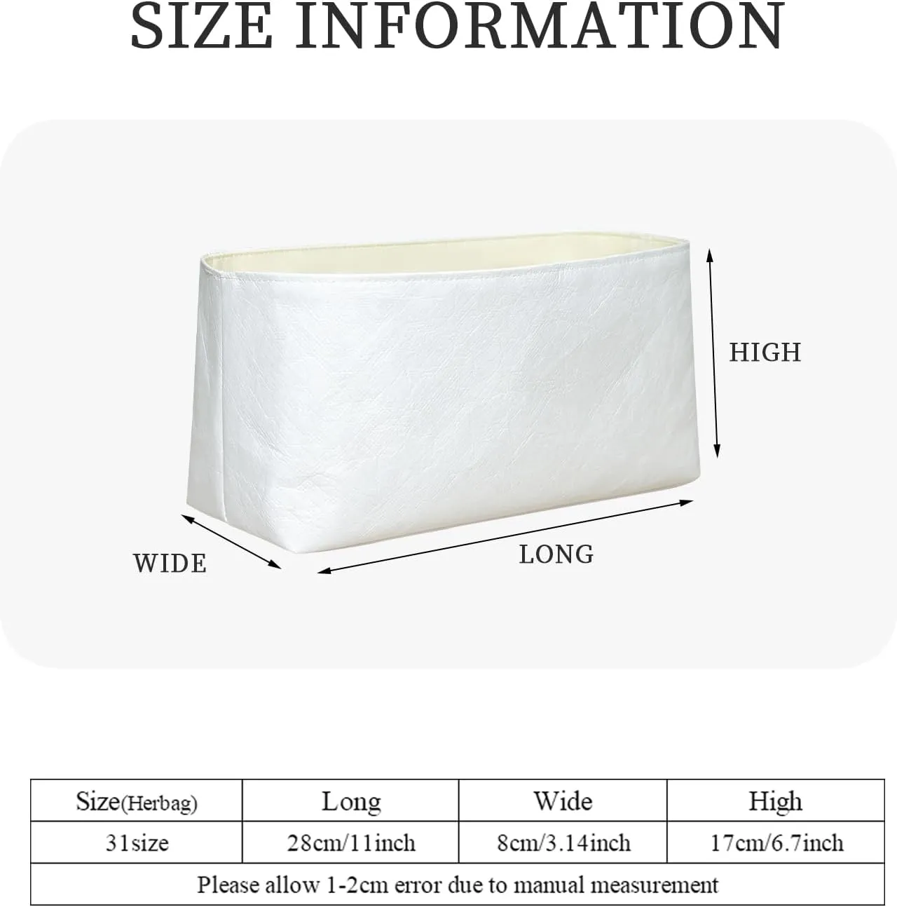 Purse Organizer Insert, Slim Inside Storage Bag Organizer Insert Fit for Hermes Herbag Lightweight Inner Liner Bag In Bag Insert (Style-03, 31size)