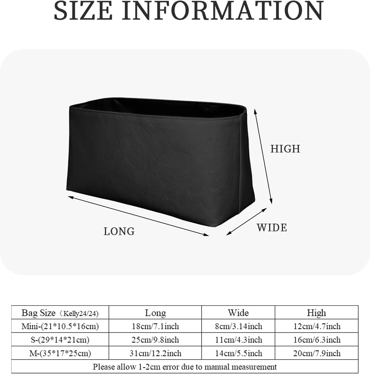 Purse Organizer Insert, Slim Inside Storage Bag Organizer Insert Fit for Hermes Kelly24/24 Handbag Dupont Paper Inner Liner Pouch (Style-01, Small)