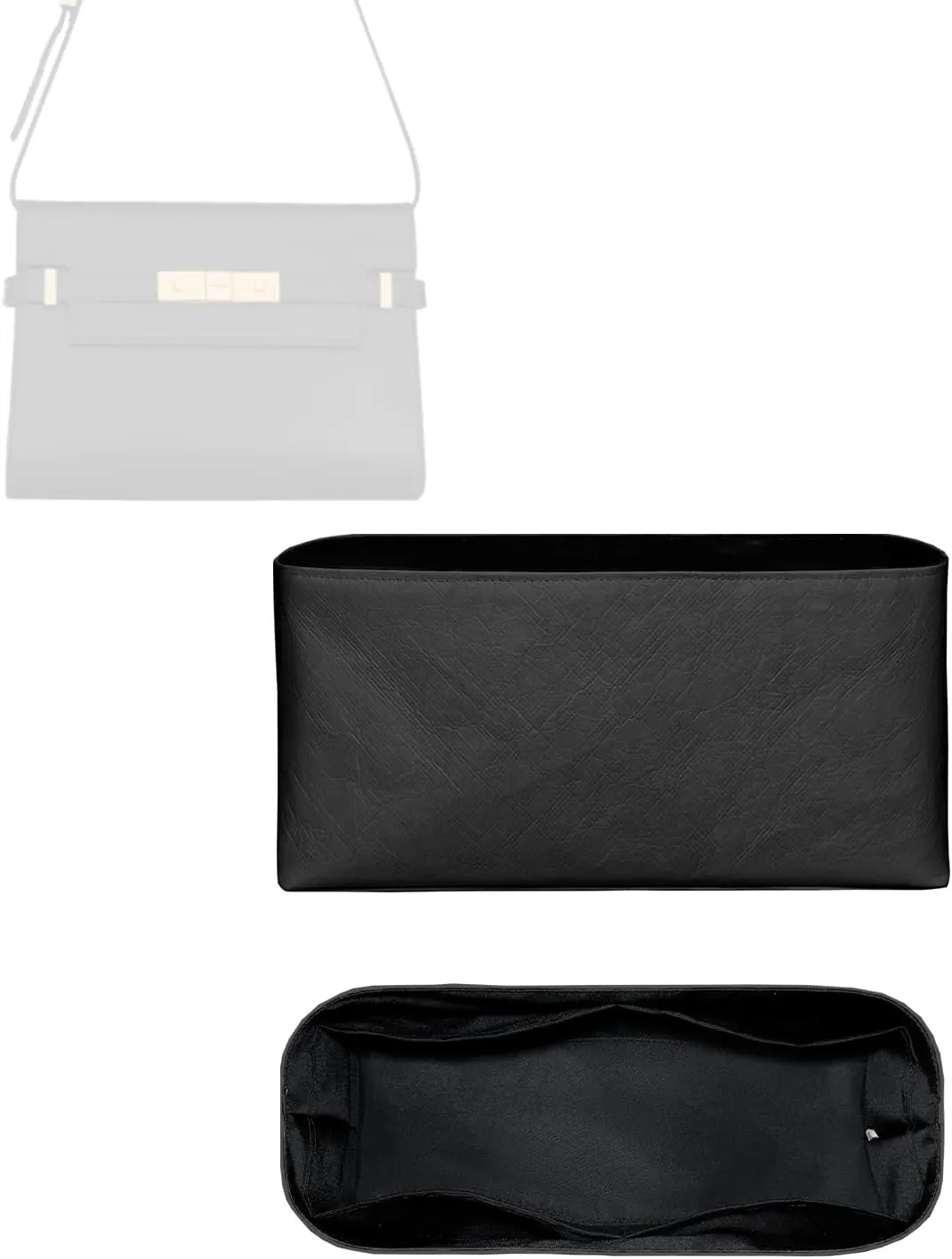 Purse Organizer Insert, Slim Inside Storage Bag Organizer Insert Fit for YSL Manhattan Lightweight Inner Liner Pouch (Style-01, Medium)