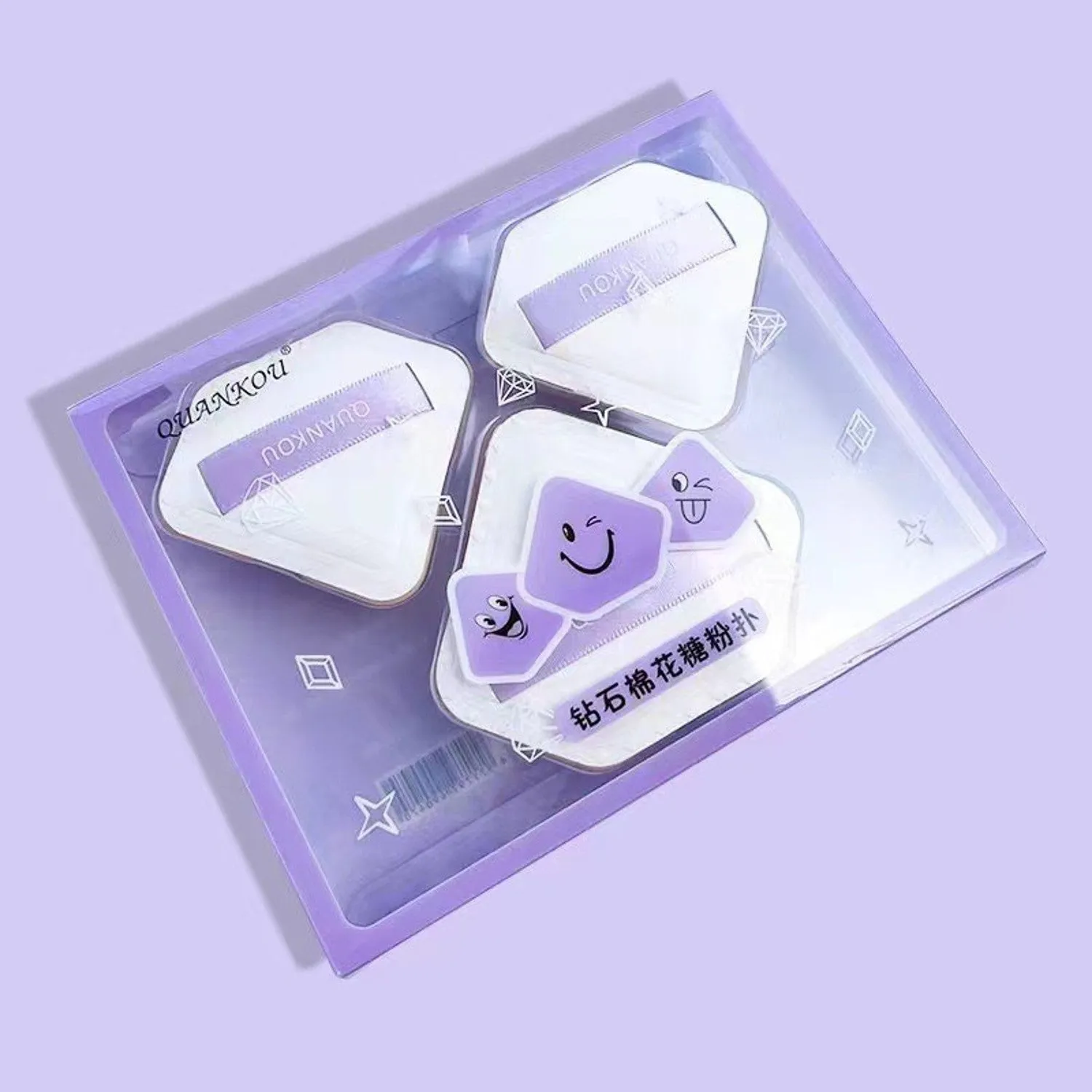 Quankou Diamond Shaped Air Cushion Powder Puff 3pcs