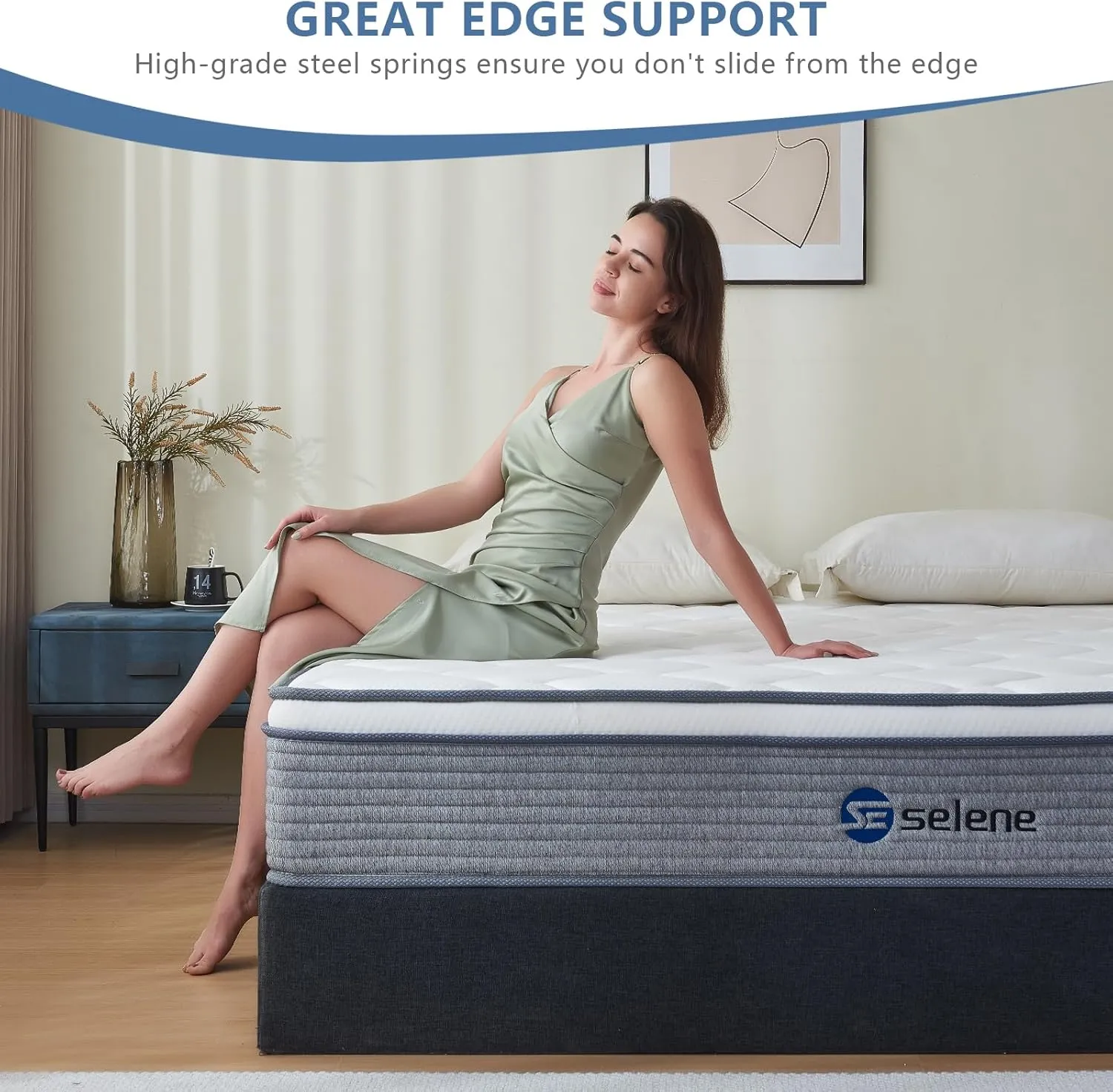 Queen Mattresses, 10 Inch Mattress Queen Size with Pocket Spring and Memory Foam for Pressure Relief, Motion Isolation, Edge Support, Medium Firm Mattress in a Box, CertiPUR-US, Grey