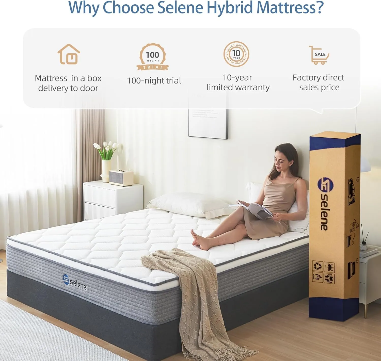 Queen Mattresses, 10 Inch Mattress Queen Size with Pocket Spring and Memory Foam for Pressure Relief, Motion Isolation, Edge Support, Medium Firm Mattress in a Box, CertiPUR-US, Grey